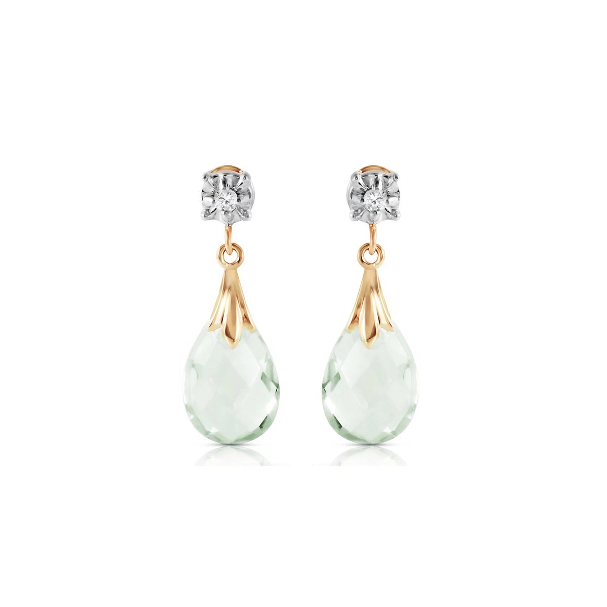 Yellow Gold Bloom Earrings Green Amethyst 10K — Albina