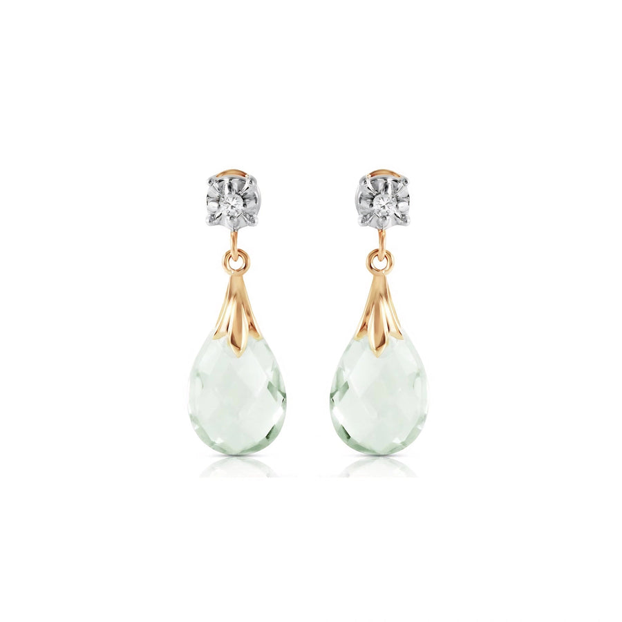 Yellow Gold Bloom Earrings Green Amethyst 10K — Albina