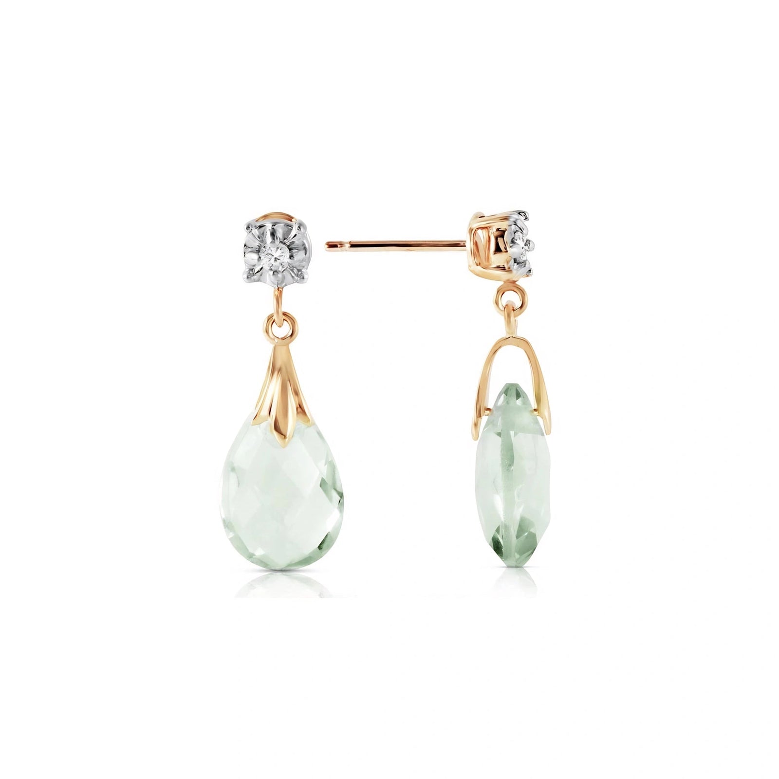 Yellow Gold Bloom Earrings Green Amethyst 10K — Albina