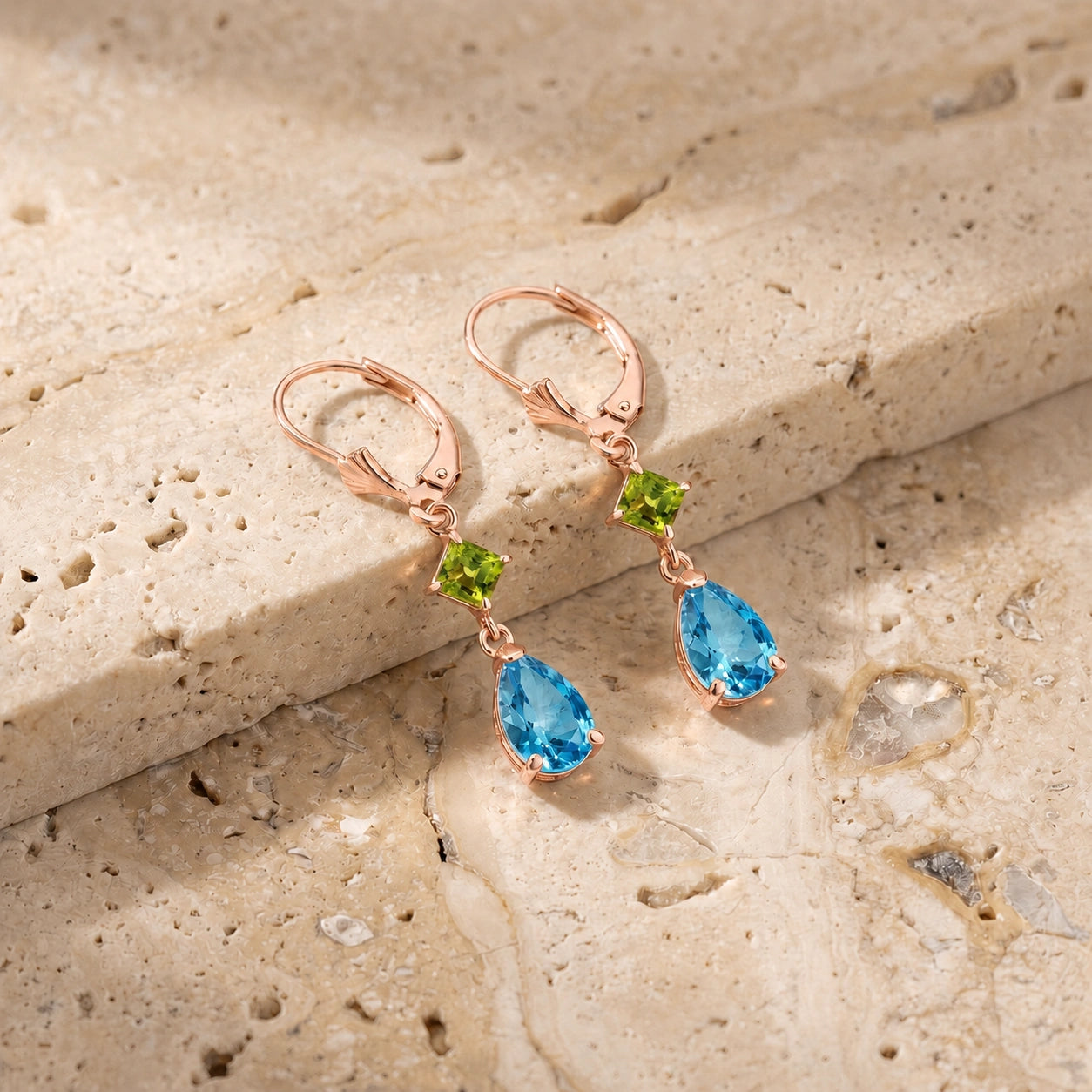 Rose Gold Blue Topaz & Peridot — Evangelista