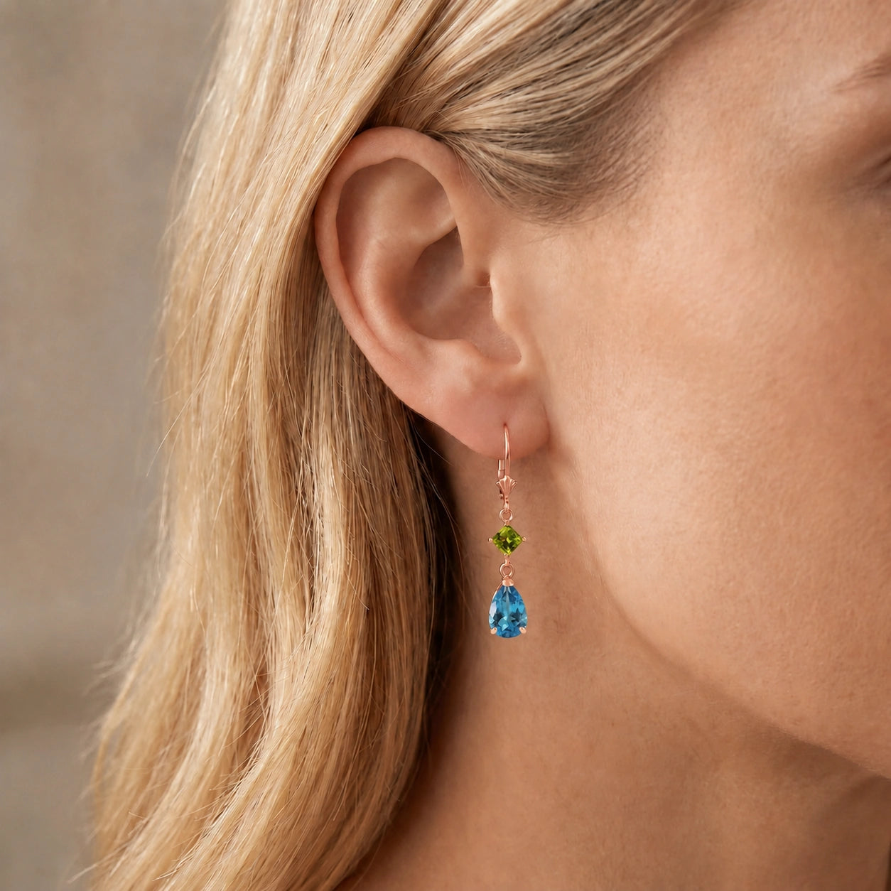 Rose Gold Blue Topaz & Peridot — Evangelista