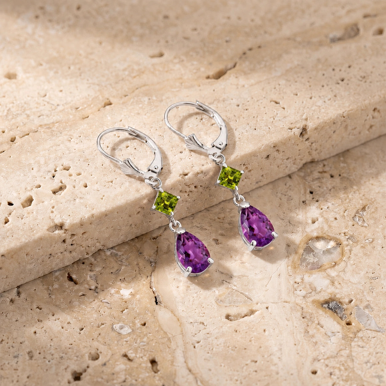 White Gold Peridot & Amethyst — Evangelista