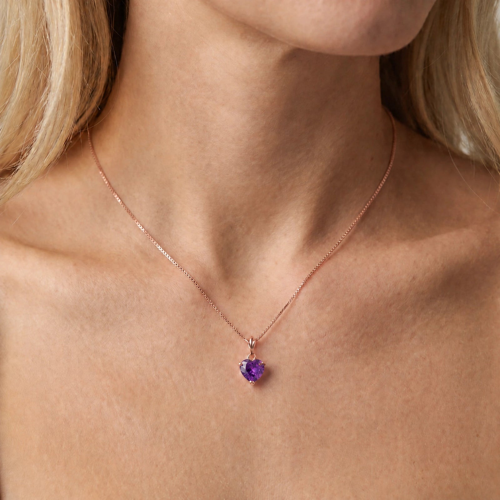 Rose Gold Classic Necklace Amethyst 10K — Alida
