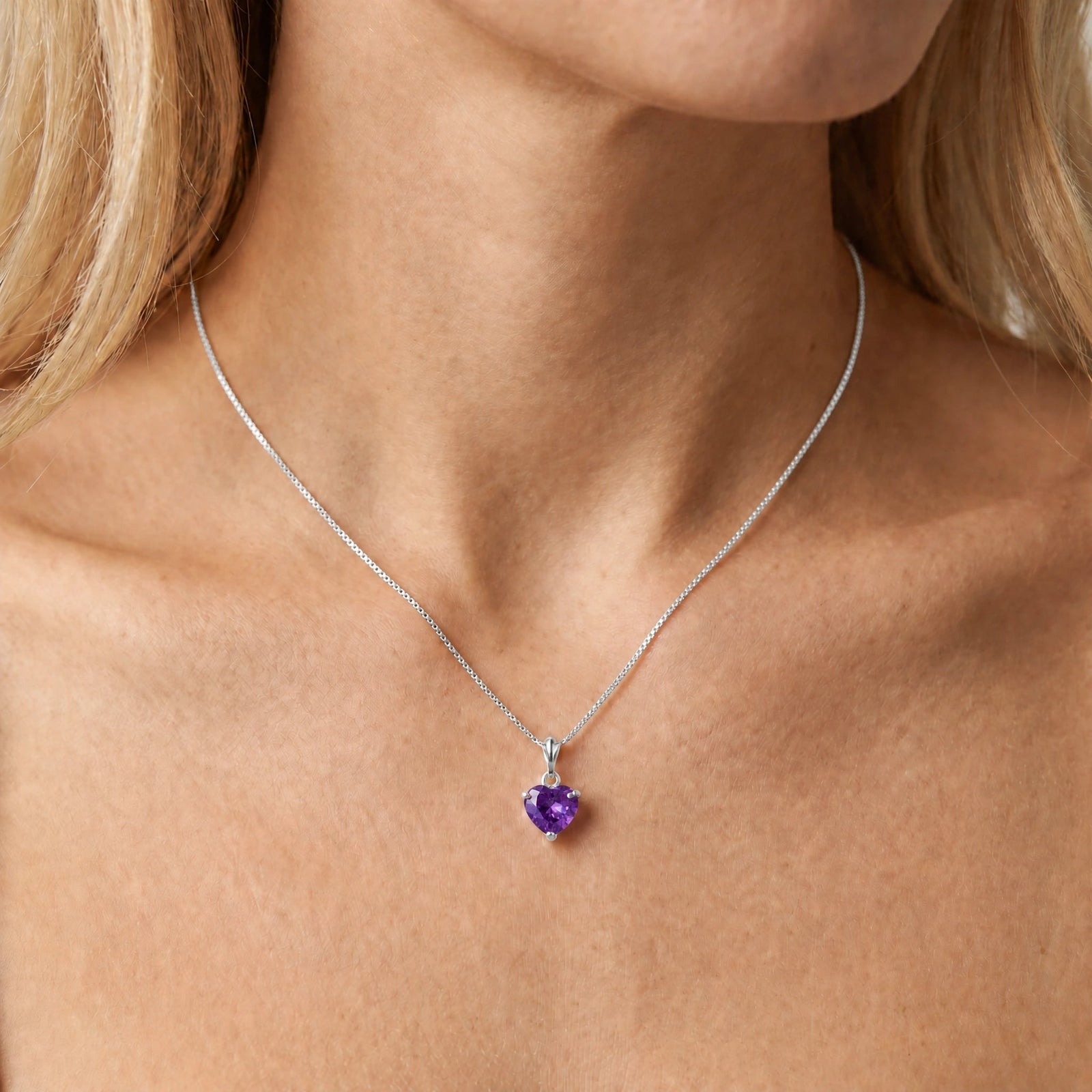 White Gold Classic Necklace Amethyst 10K — Alida