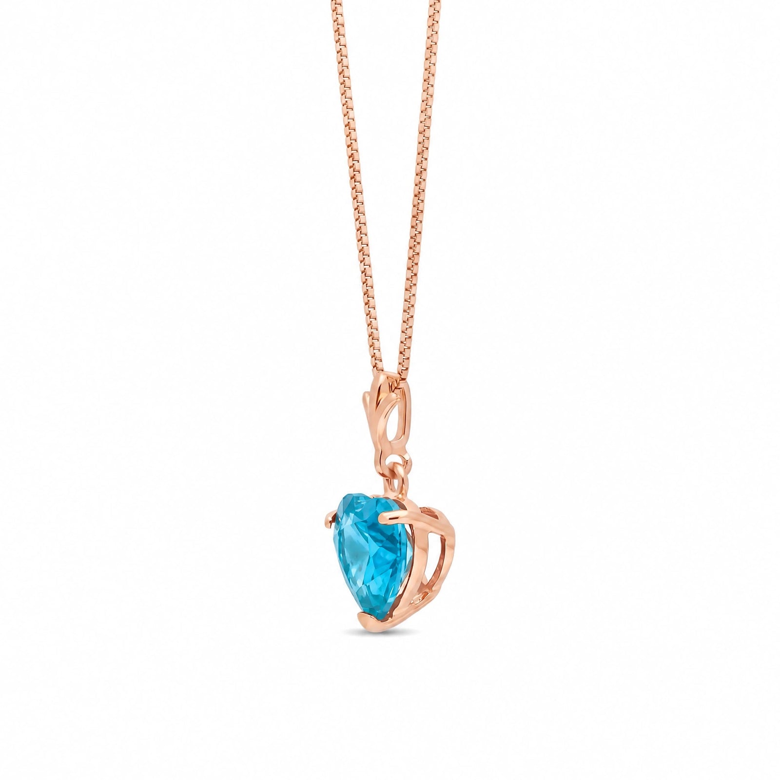 Rose Gold Classic Necklace Blue Topaz 10K — Alida