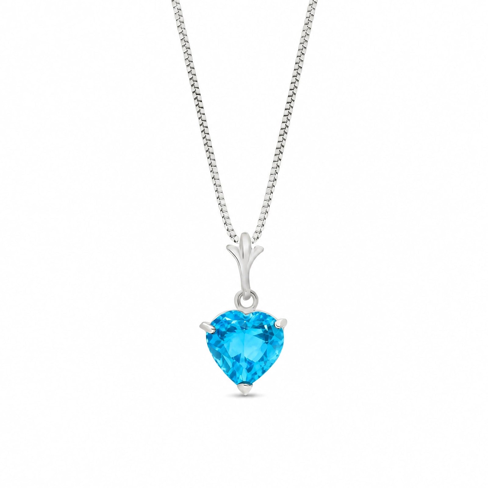 White Gold Classic Necklace Blue Topaz 10K — Alida