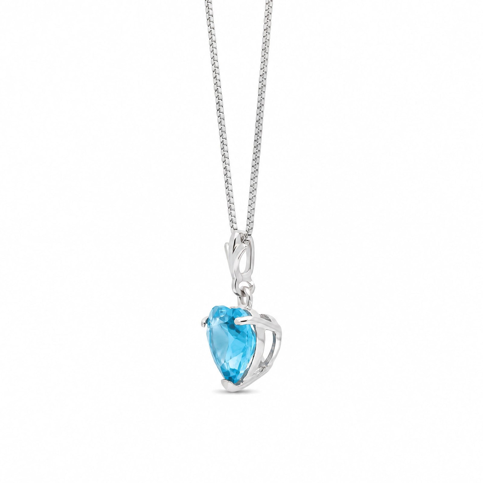 White Gold Classic Necklace Blue Topaz 10K — Alida