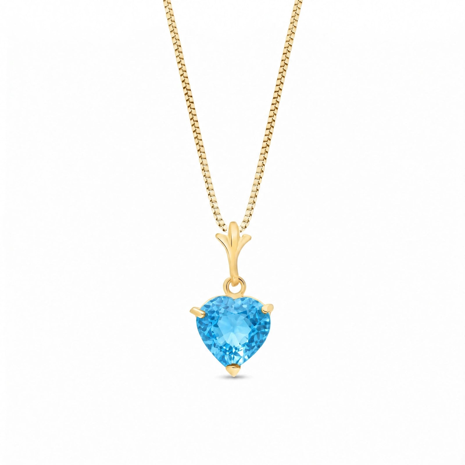 Yellow Gold Classic Necklace Blue Topaz 10K — Alida