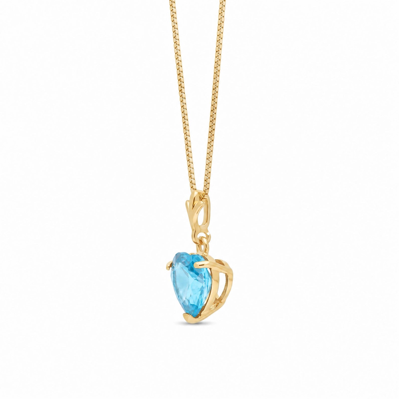 Yellow Gold Classic Necklace Blue Topaz 10K — Alida