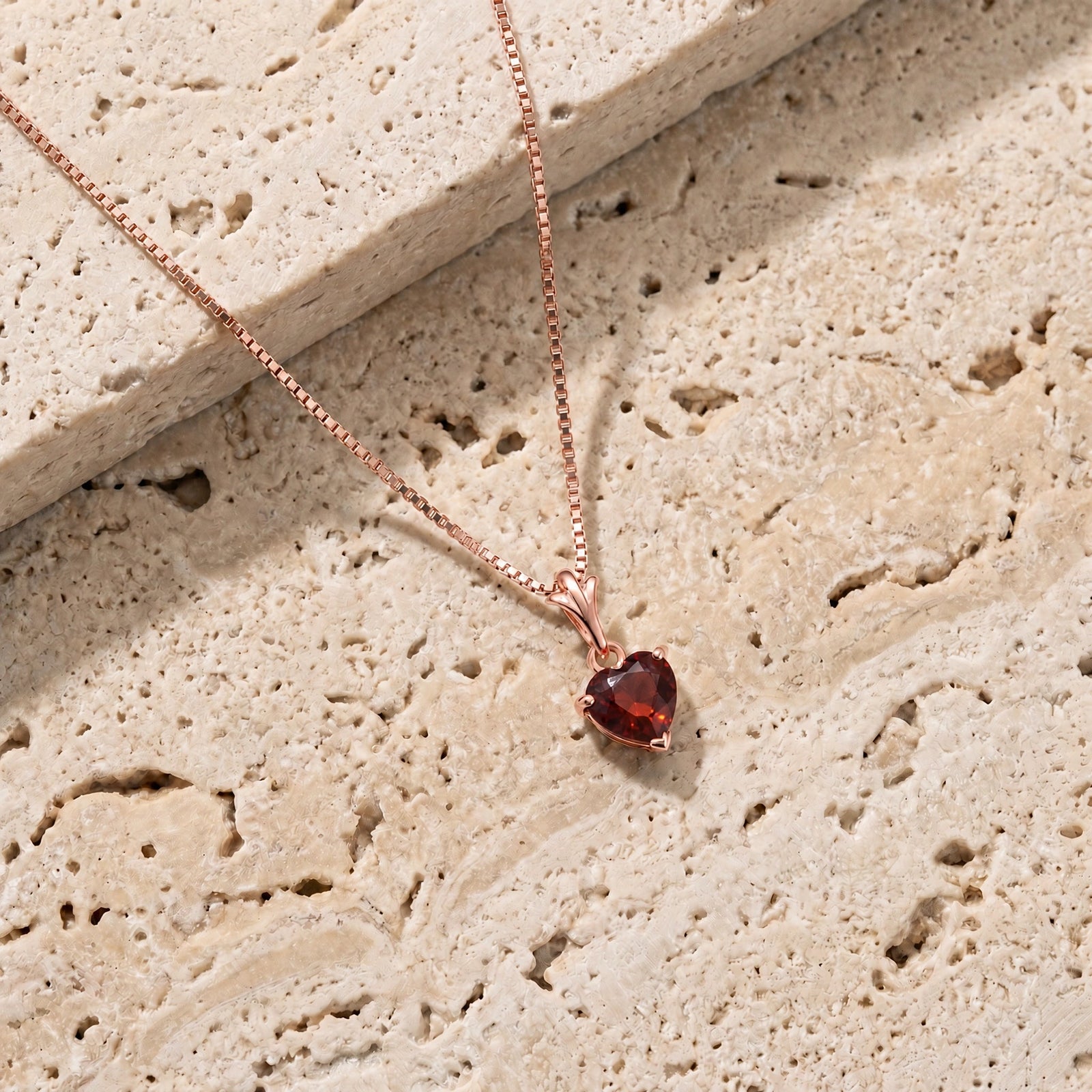Rose Gold Classic Necklace Garnet 10K — Alida