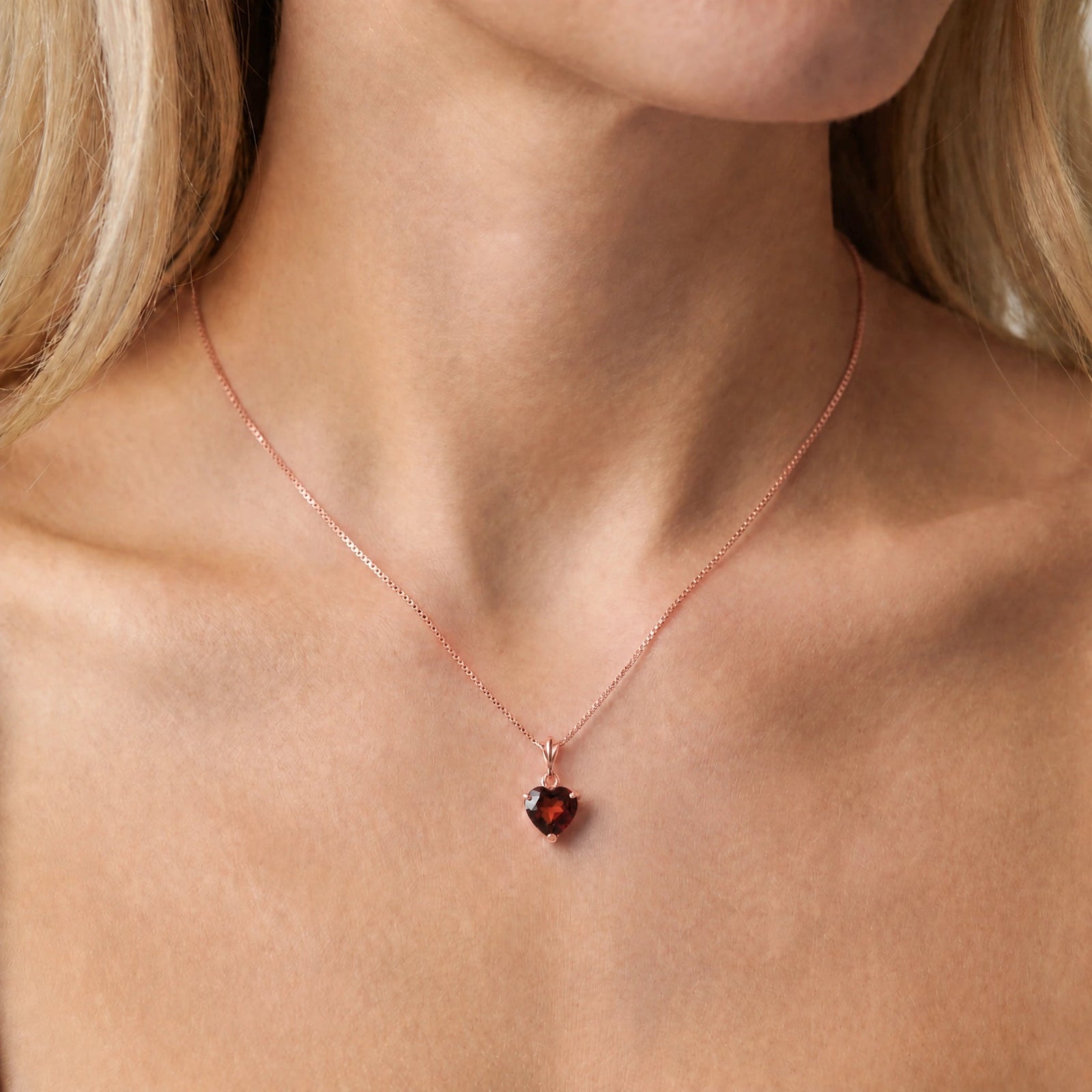 Rose Gold Classic Necklace Garnet 10K — Alida