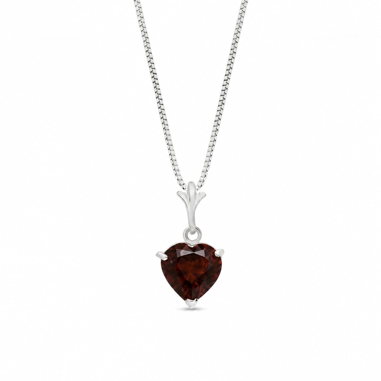 White Gold Classic Necklace Garnet 10K — Alida