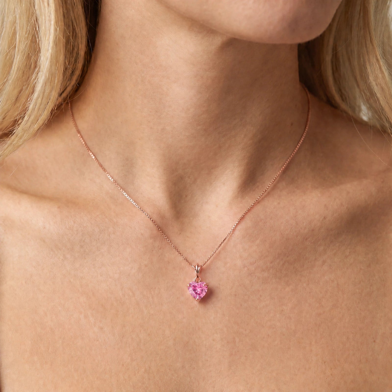 Rose Gold Classic Necklace Pink Topaz 10K — Alida