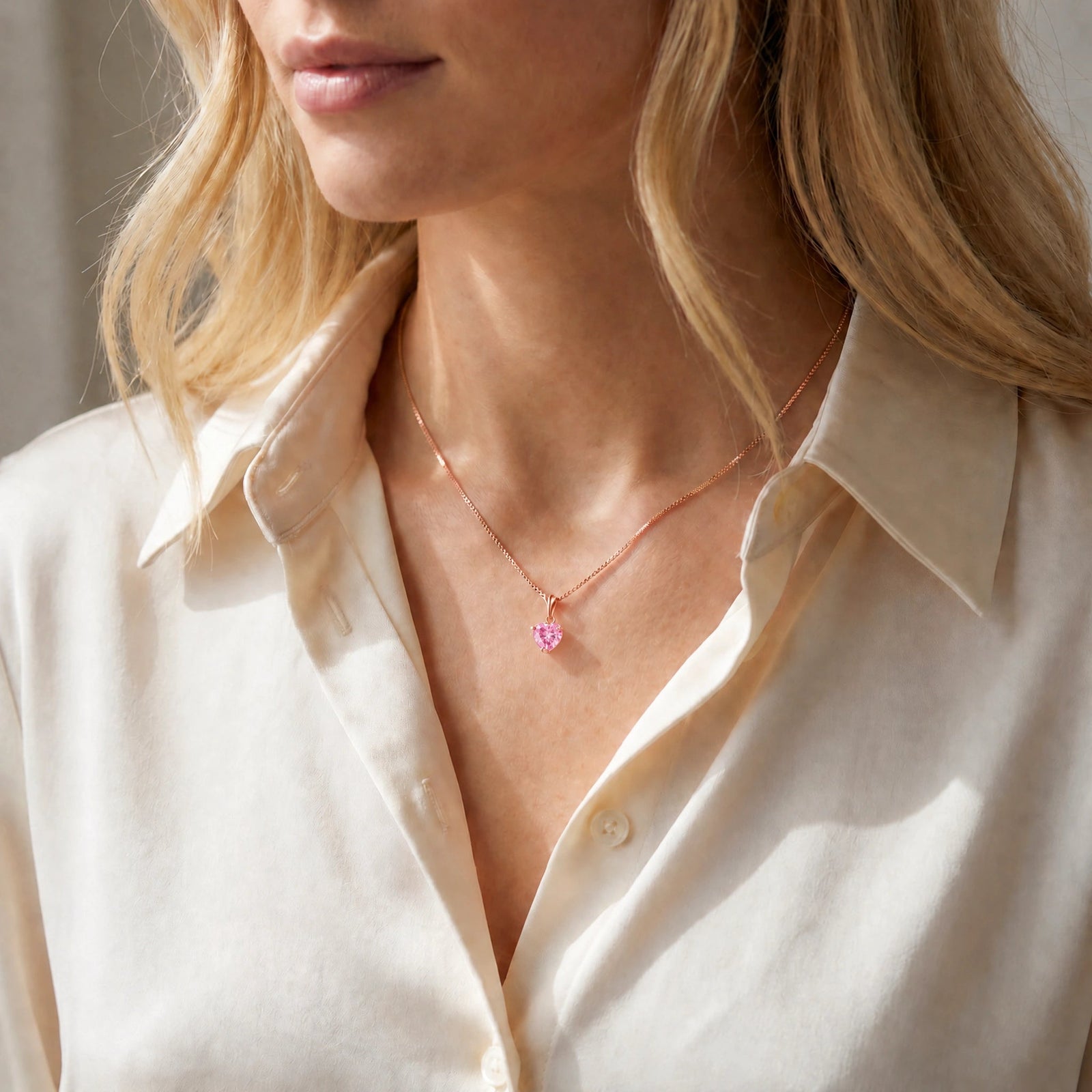 Rose Gold Classic Necklace Pink Topaz 10K — Alida