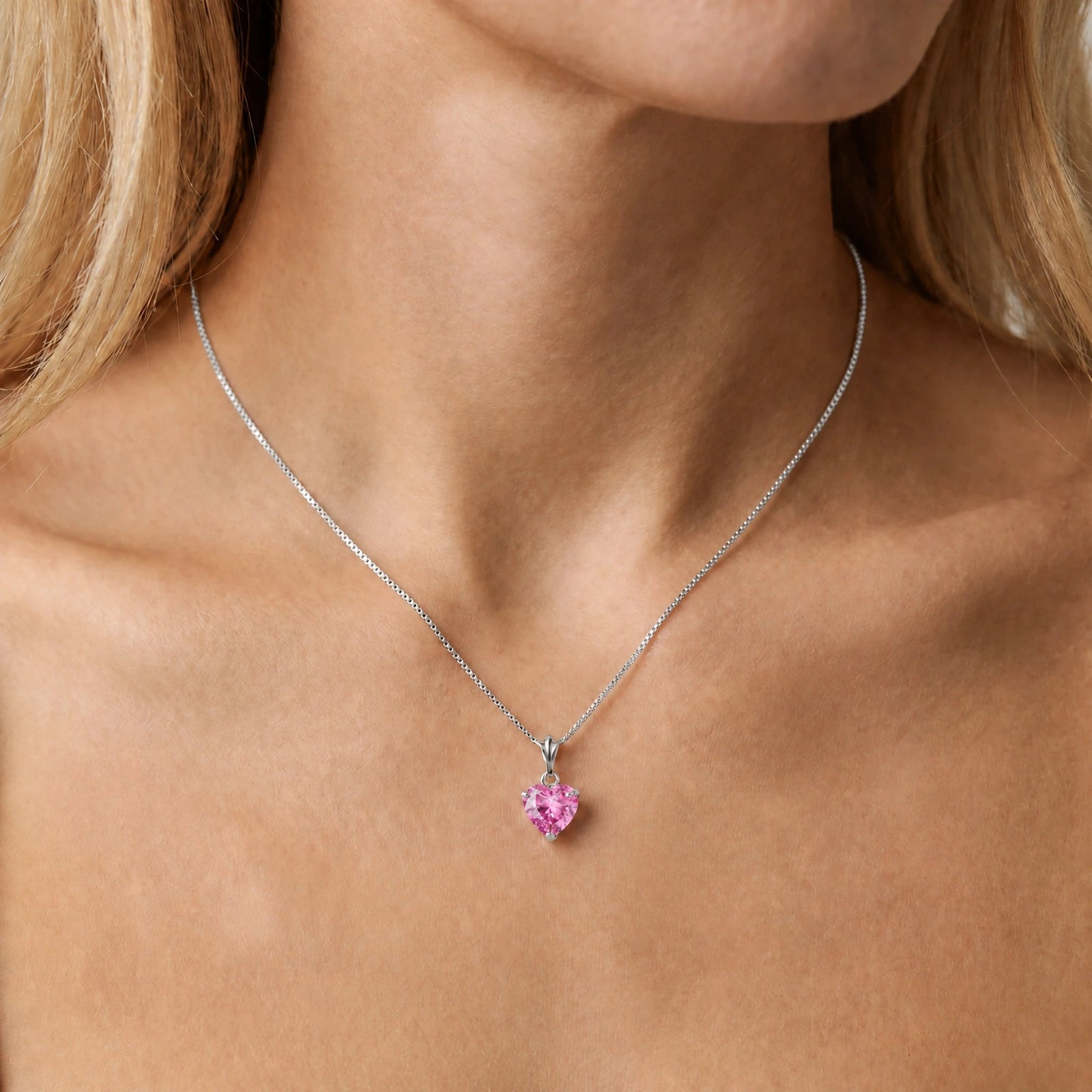 White Gold Classic Necklace Pink Topaz 10K — Alida