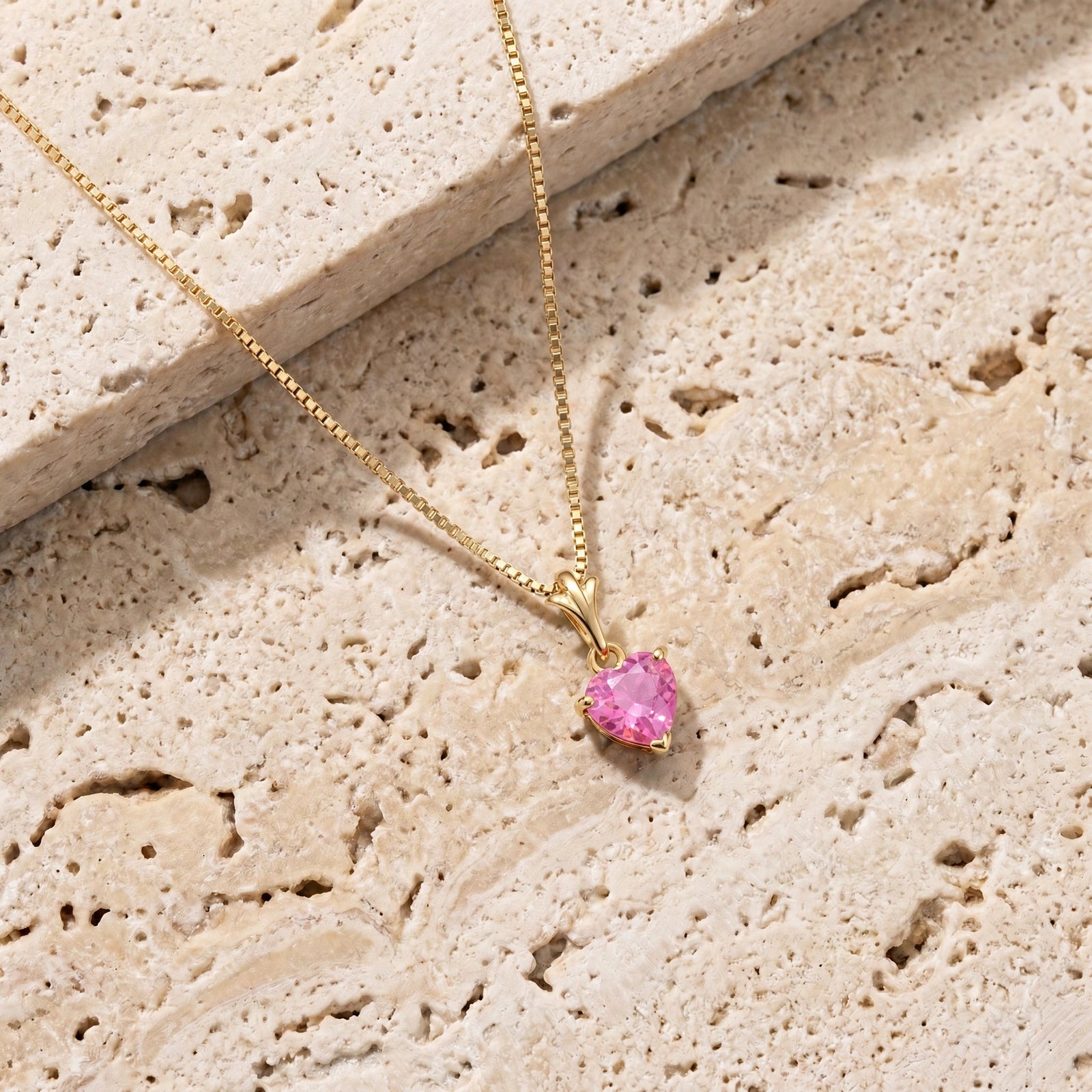 Yellow Gold Classic Necklace Pink Topaz 10K — Alida