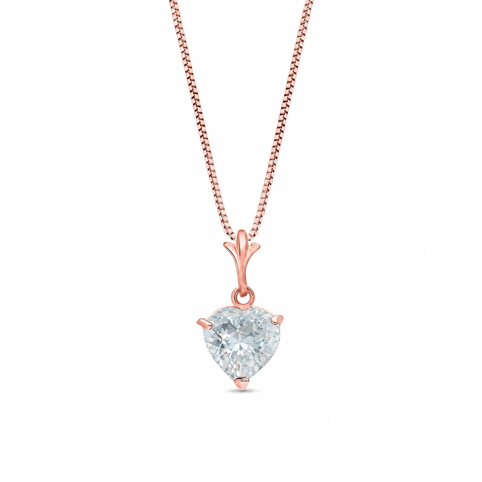 Rose Gold Classic Necklace Aquamarine 10K — Alida