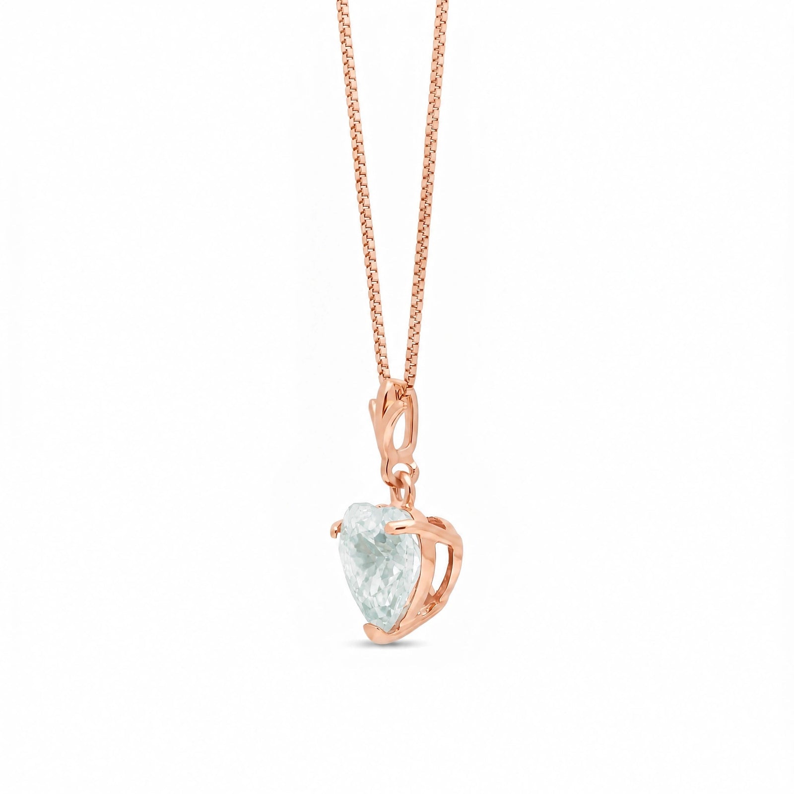 Rose Gold Classic Necklace Aquamarine 10K — Alida