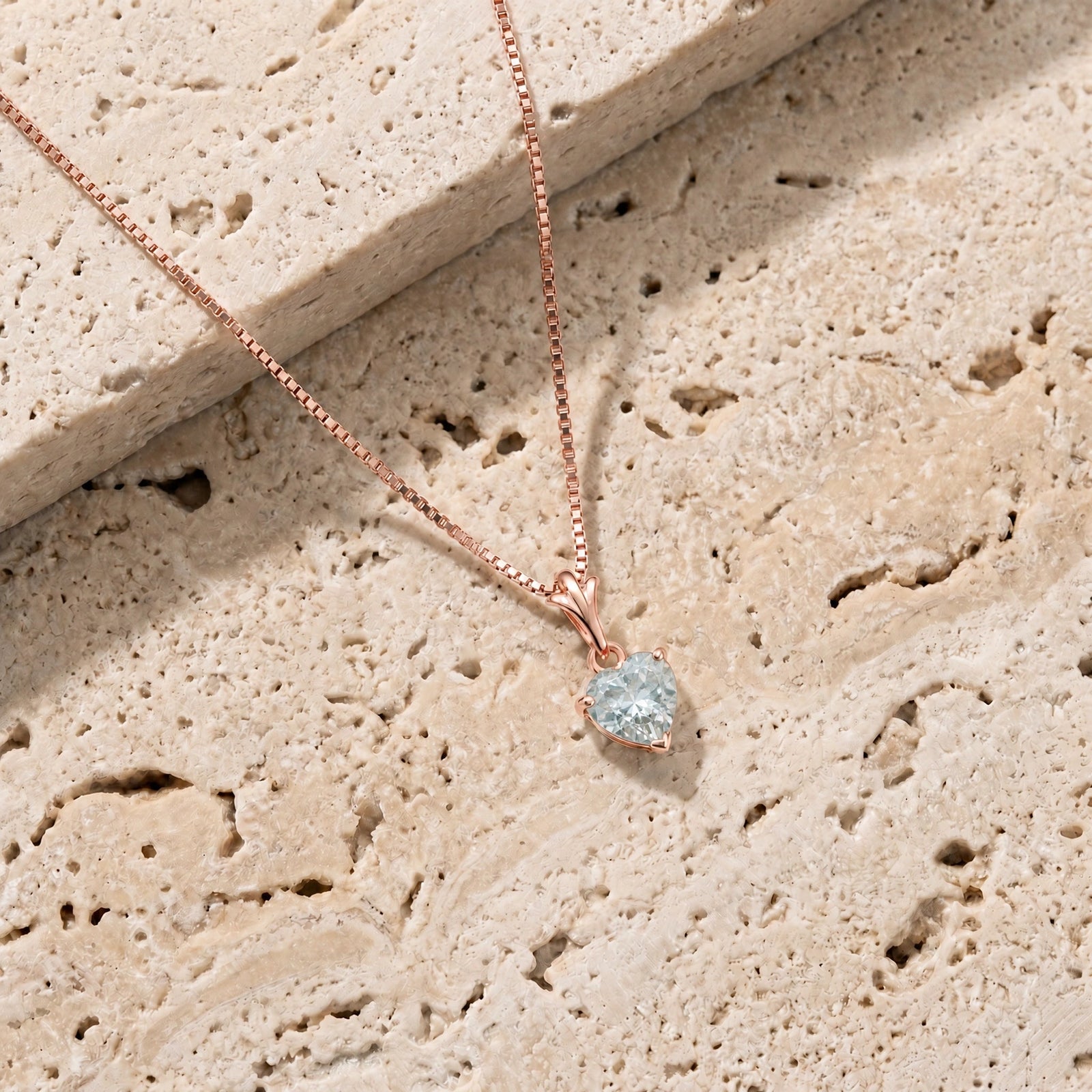 Rose Gold Classic Necklace Aquamarine 10K — Alida