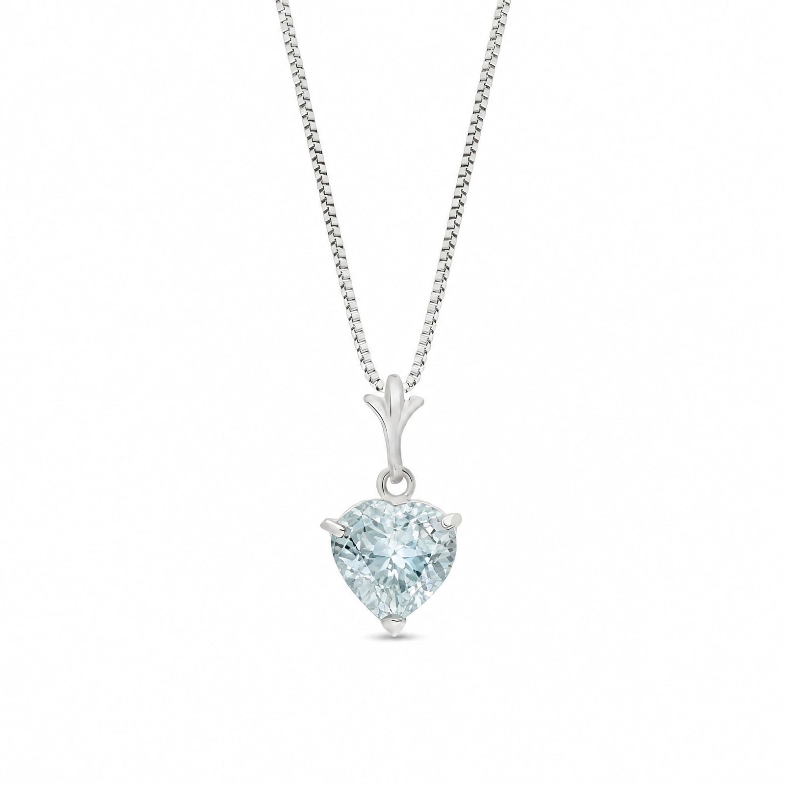 White Gold Classic Necklace Aquamarine 10K — Alida