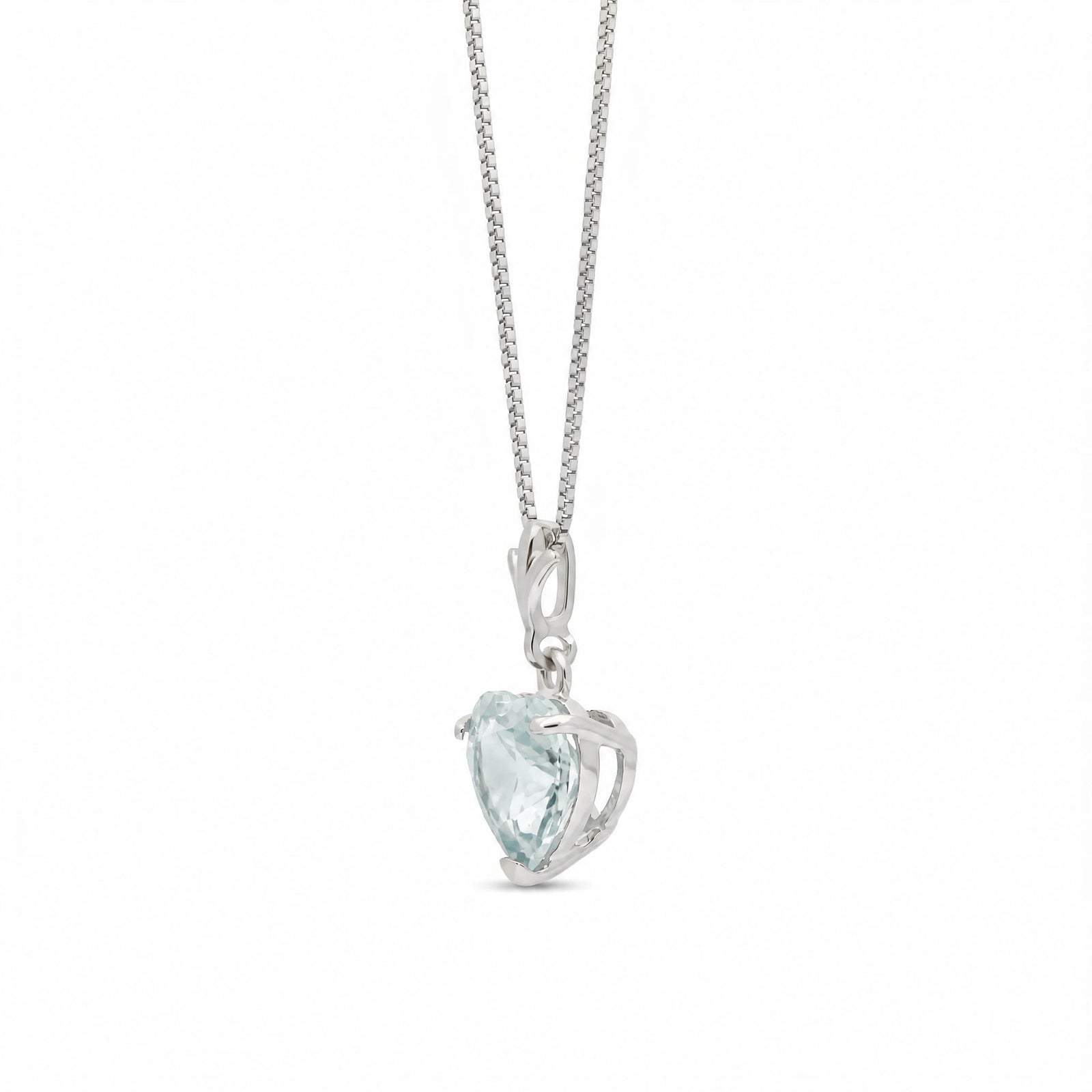 White Gold Classic Necklace Aquamarine 10K — Alida