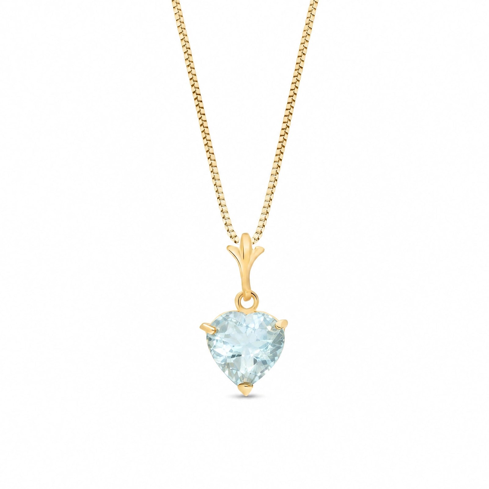 Yellow Gold Classic Necklace Aquamarine 10K — Alida
