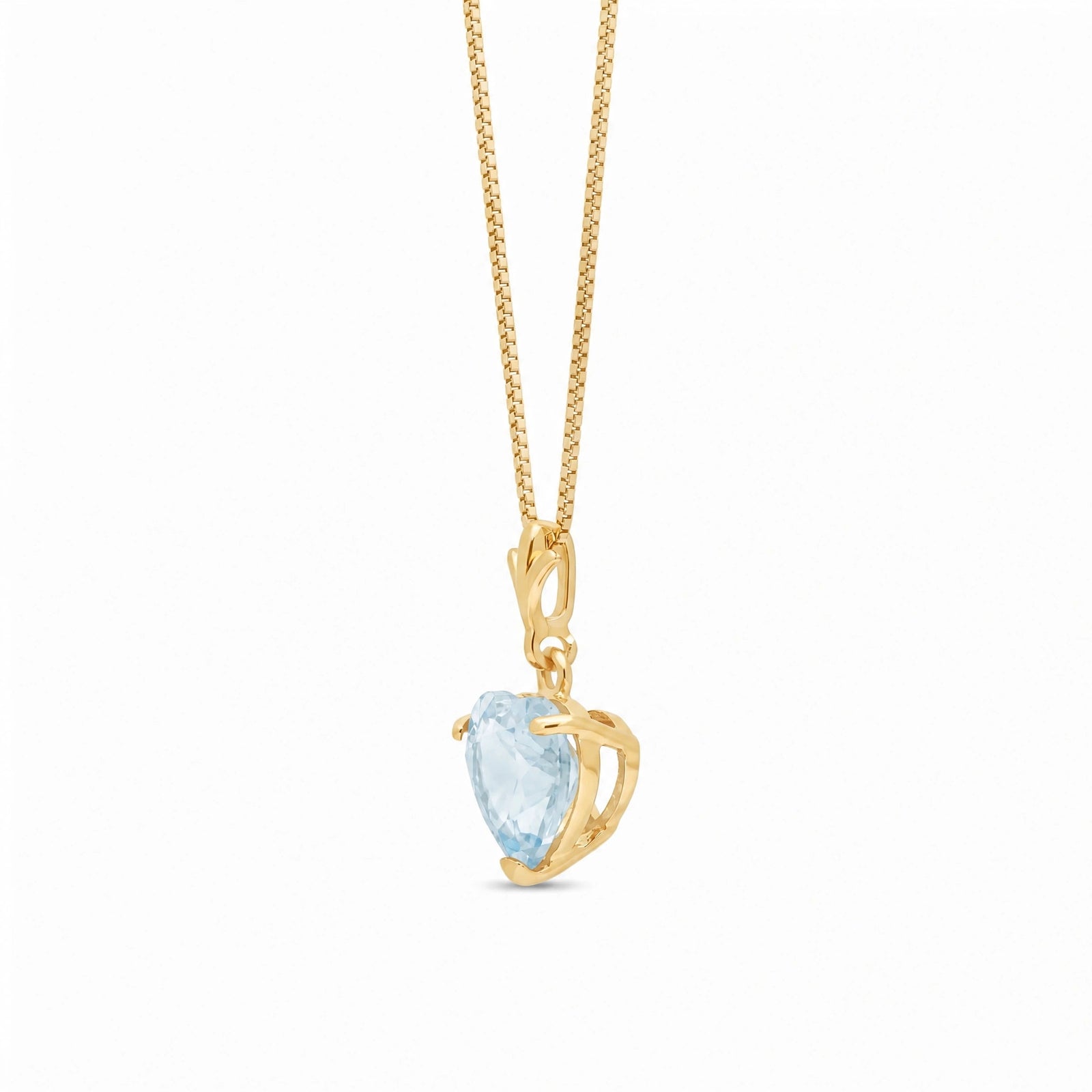 Yellow Gold Classic Necklace Aquamarine 10K — Alida