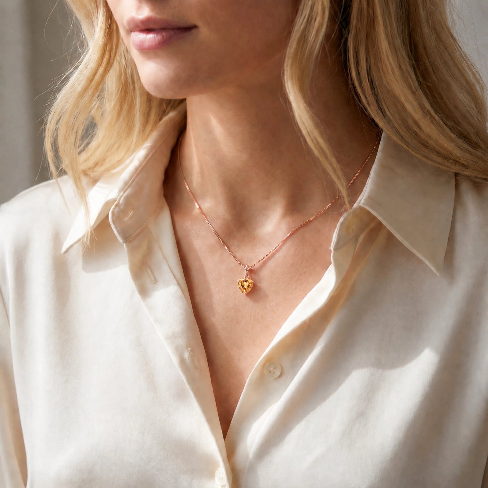 Rose Gold Classic Necklace Citrine 10K — Alida