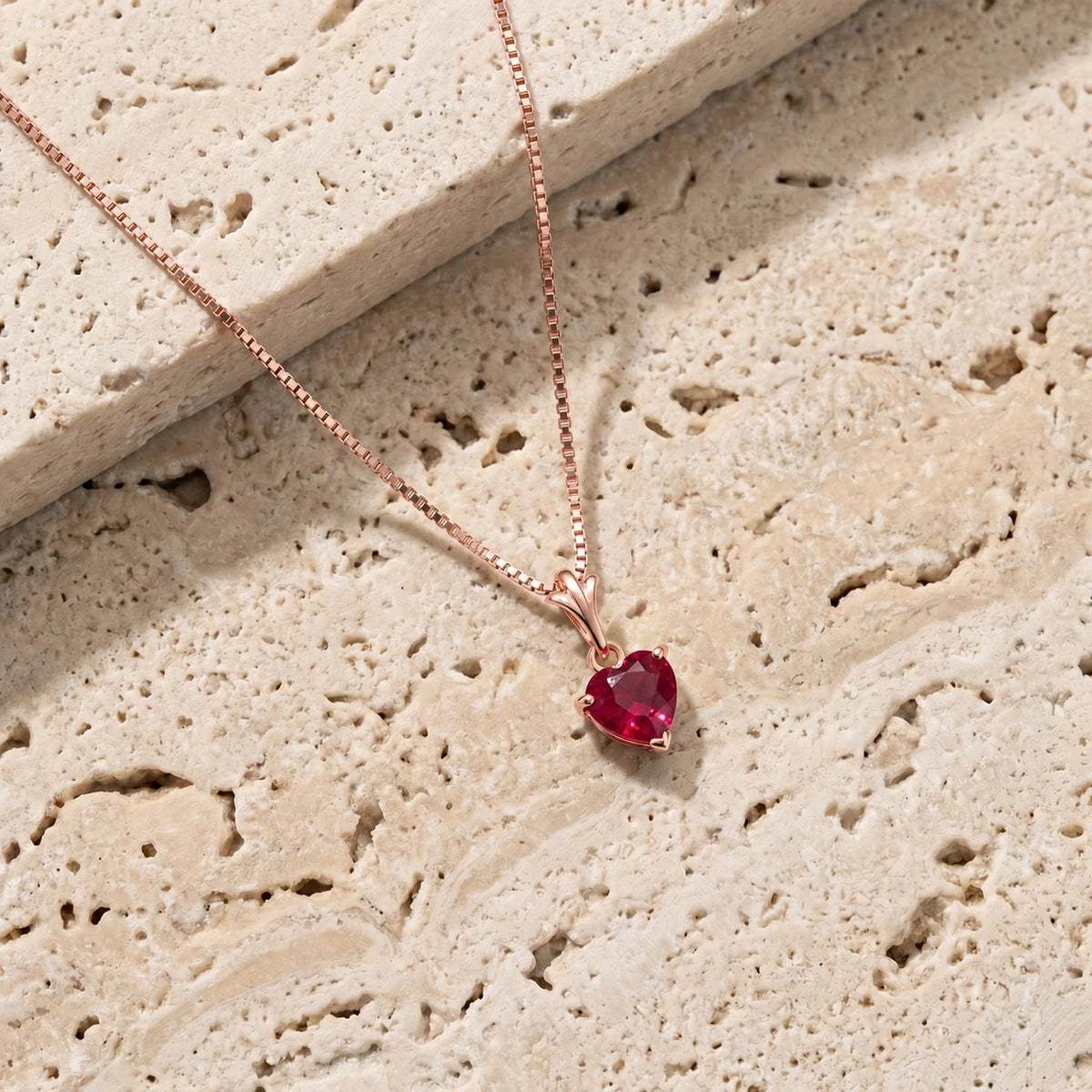 Rose Gold Alida Classic Necklace Ruby — travertine lifestyle