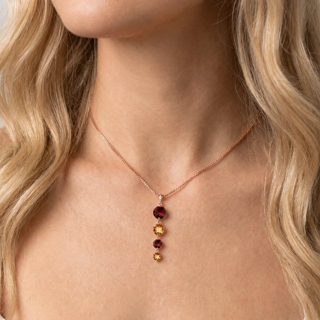 Rose Gold Classic Necklace Blue Topaz 10K — Clementina