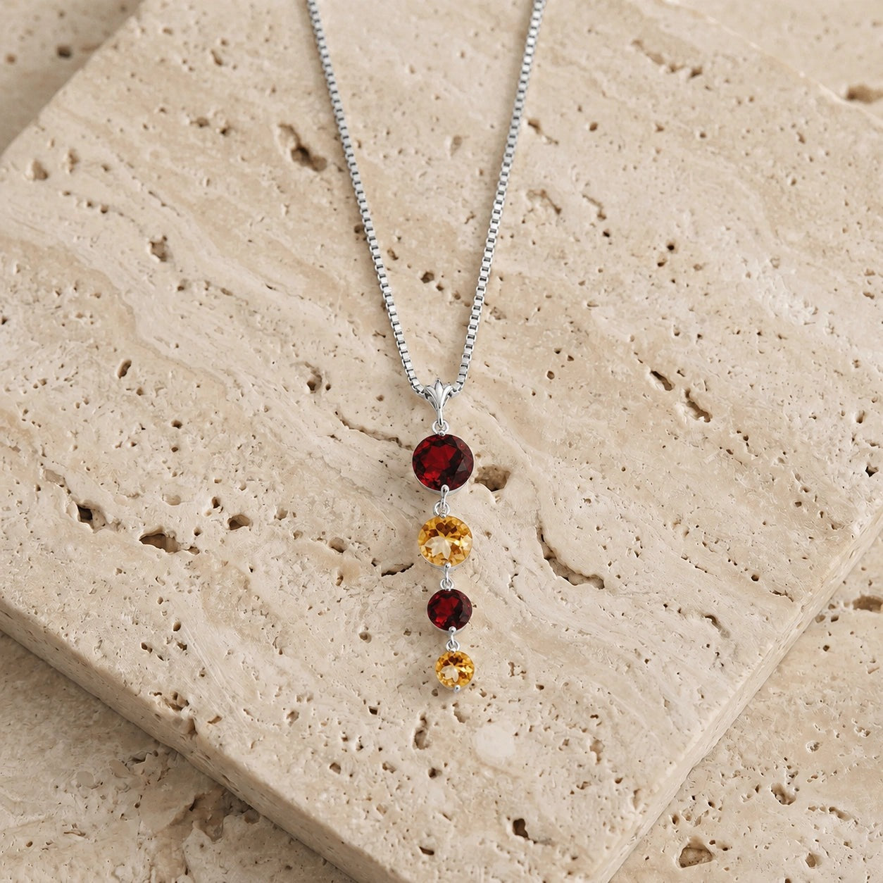 White Gold Classic Necklace Blue Topaz 10K — Clementina