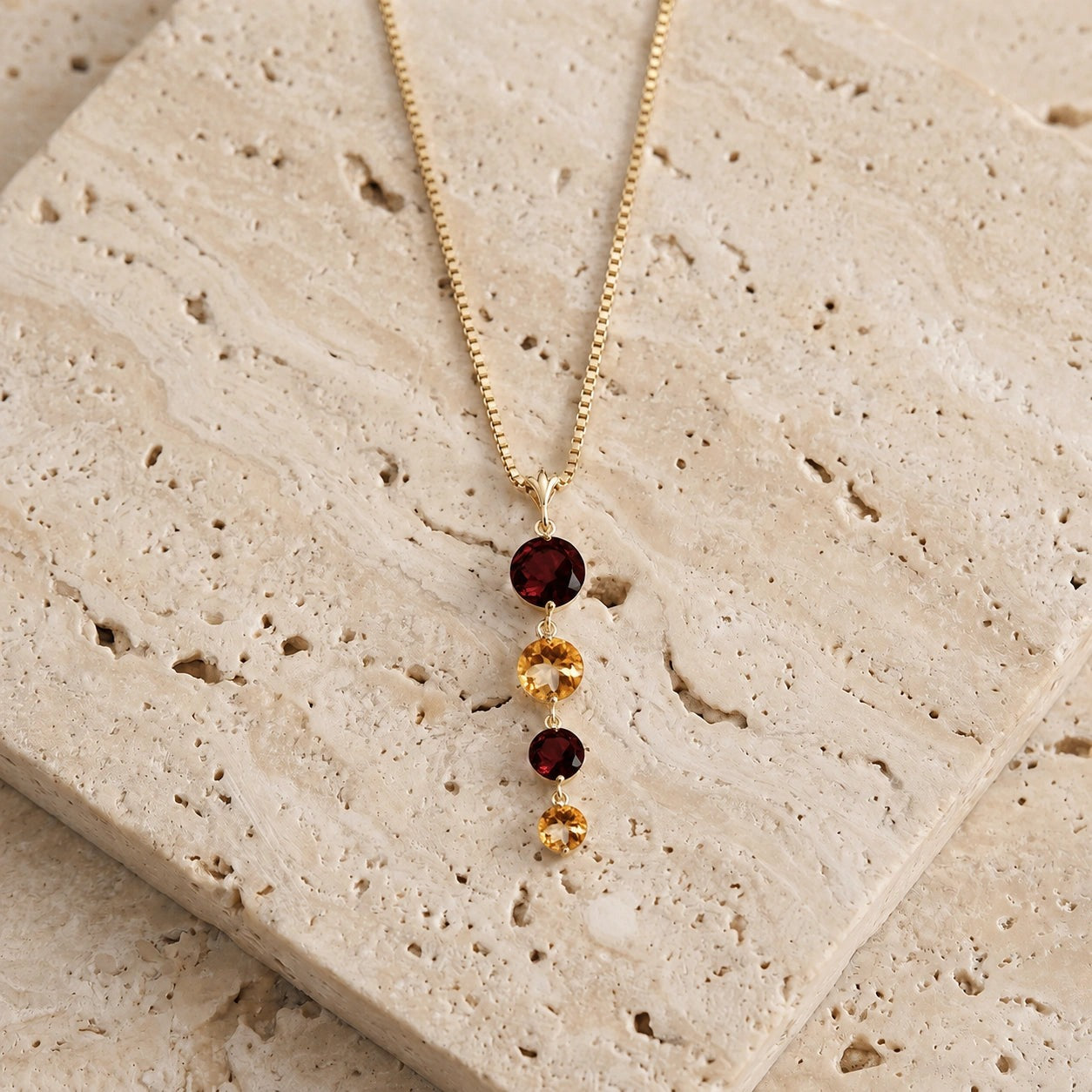 Yellow Gold Classic Necklace Blue Topaz 10K — Clementina