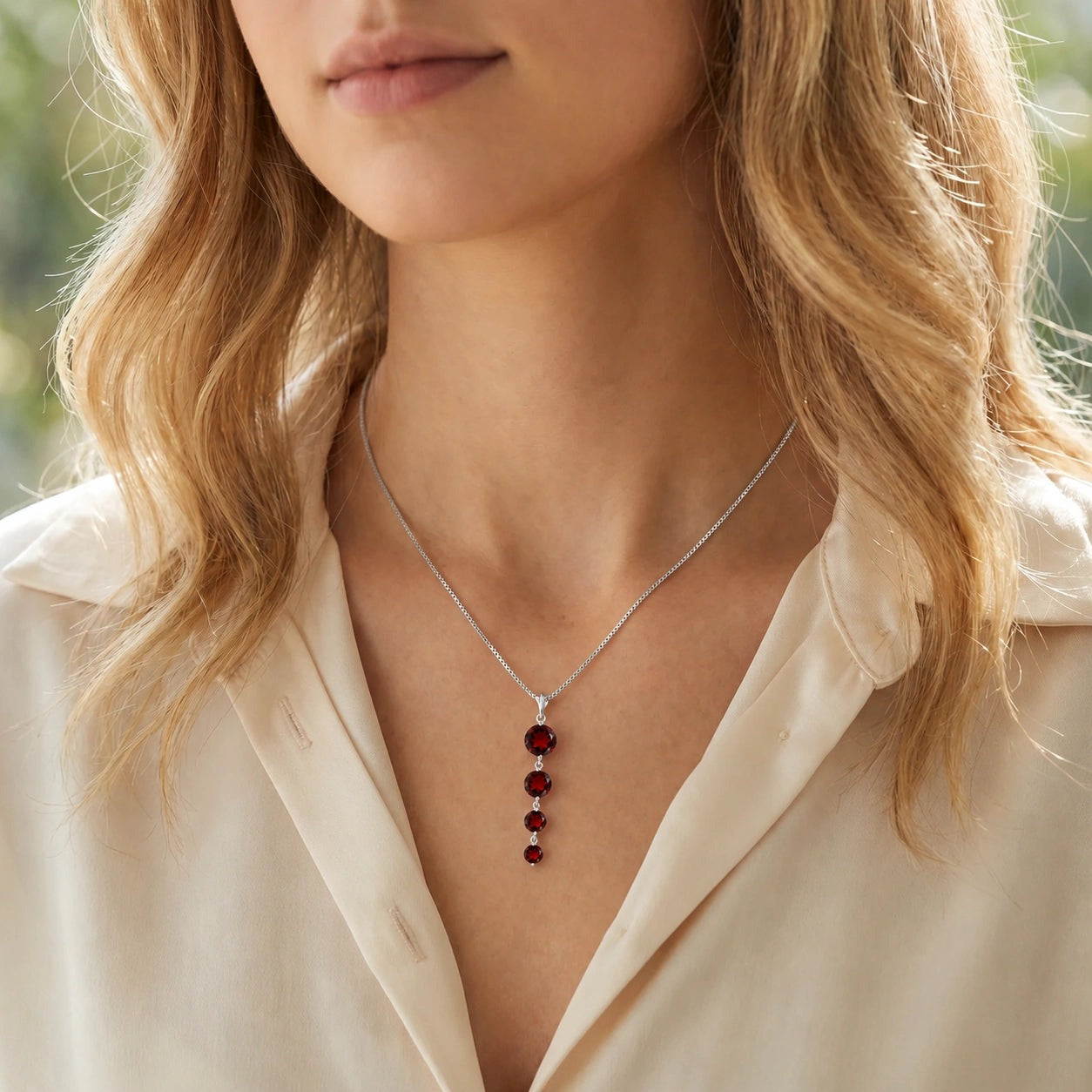 White Gold Classic Necklace Citrine 10K — Clementina
