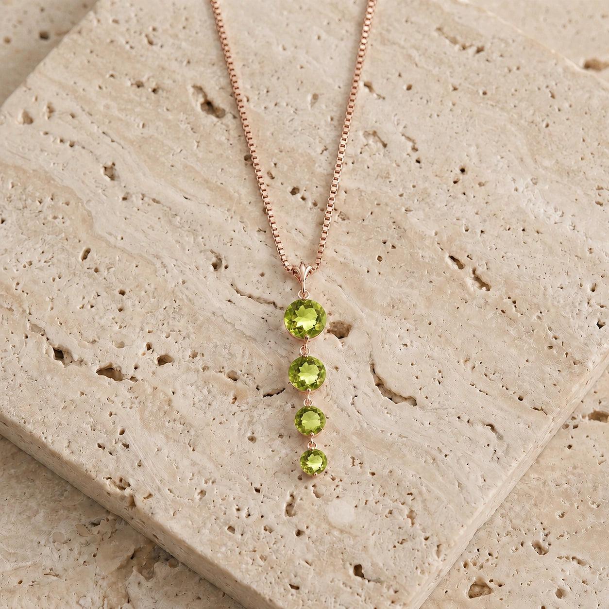 Rose Gold Classic Necklace Peridot 10K — Clementina