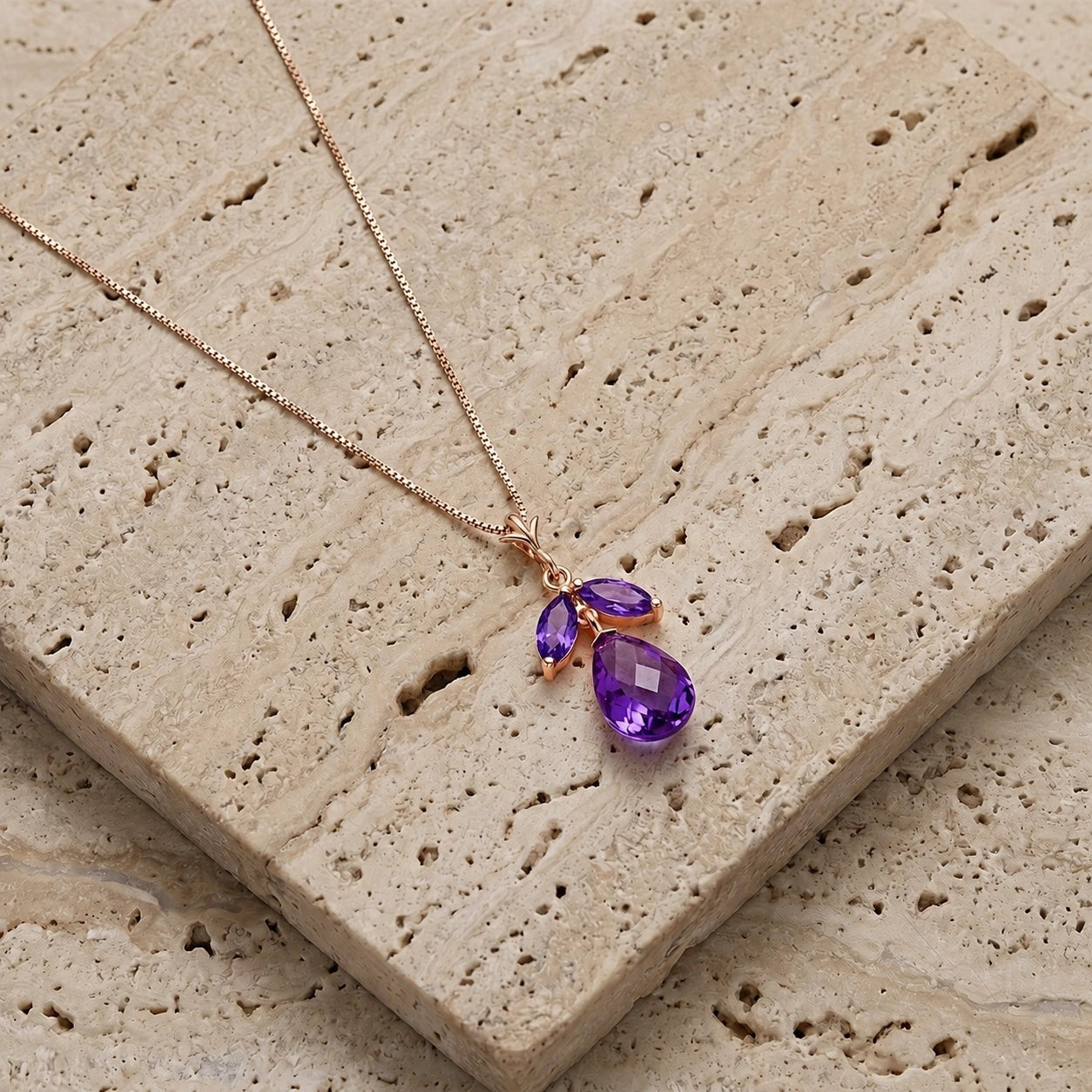 Rose Gold Atelier Necklace Amethyst 10K — Marilena