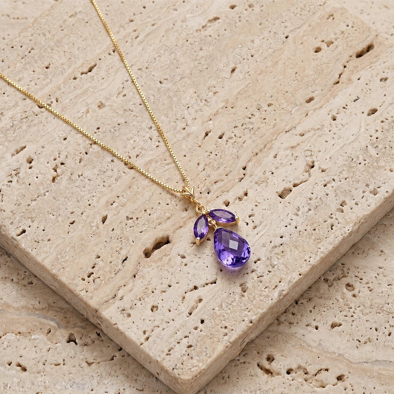 Yellow Gold Atelier Necklace Amethyst 10K — Marilena