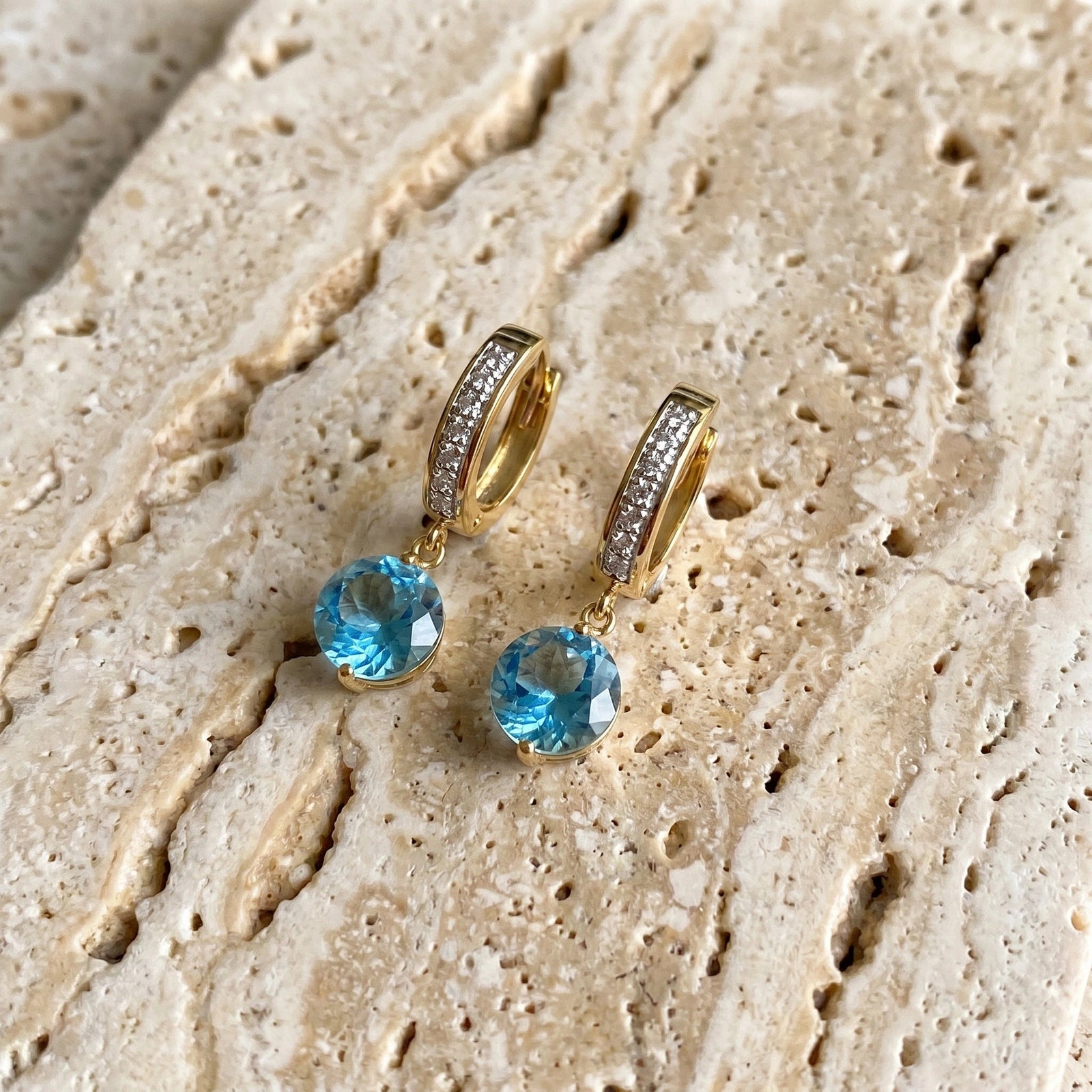 Yellow Gold Diamond & Blue Topaz — Mariacherubina