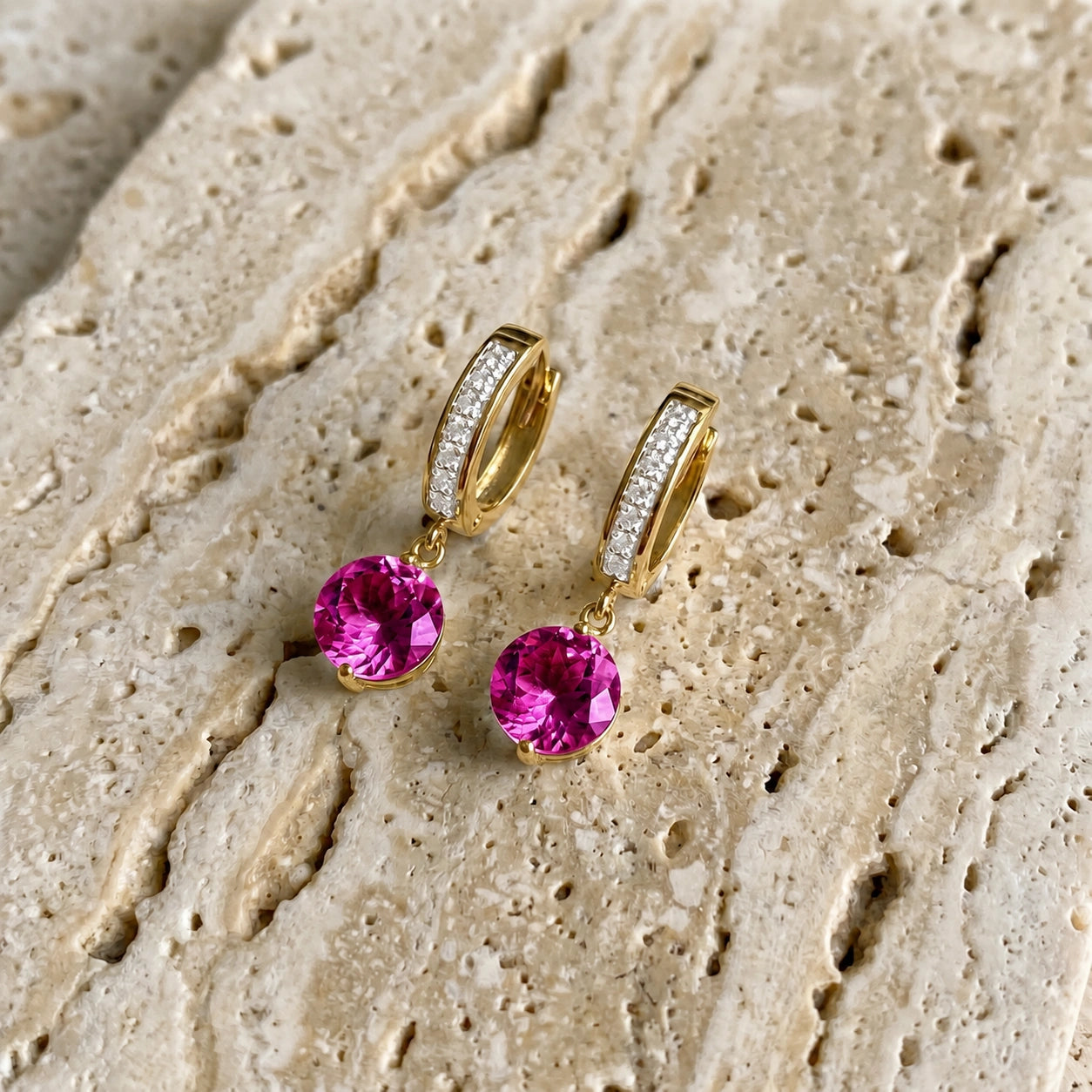 Yellow Gold Diamond & Pink Topaz — Mariacherubina