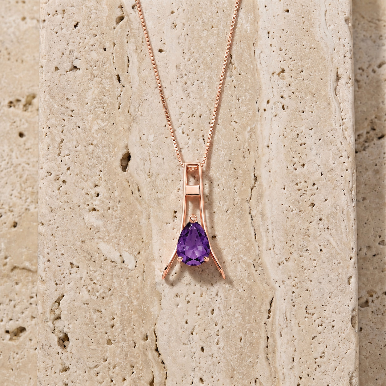 Rose Gold Necklace Blue Topaz 10K — Evangelina