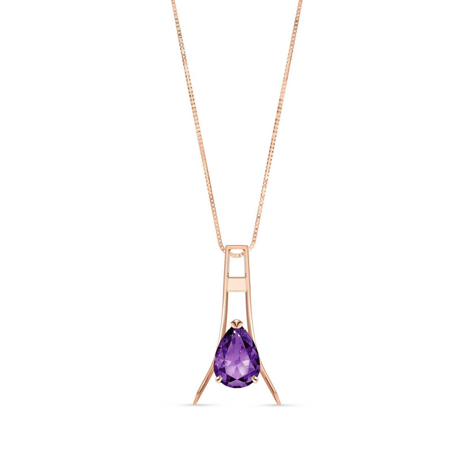 Rose Gold Necklace Blue Topaz 10K — Evangelina