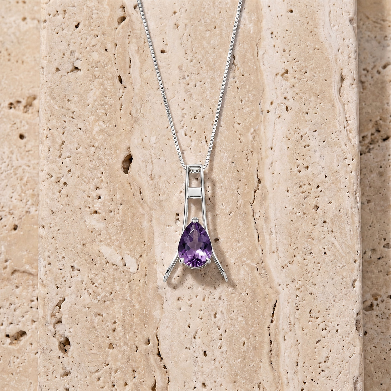 White Gold Necklace Blue Topaz 10K — Evangelina