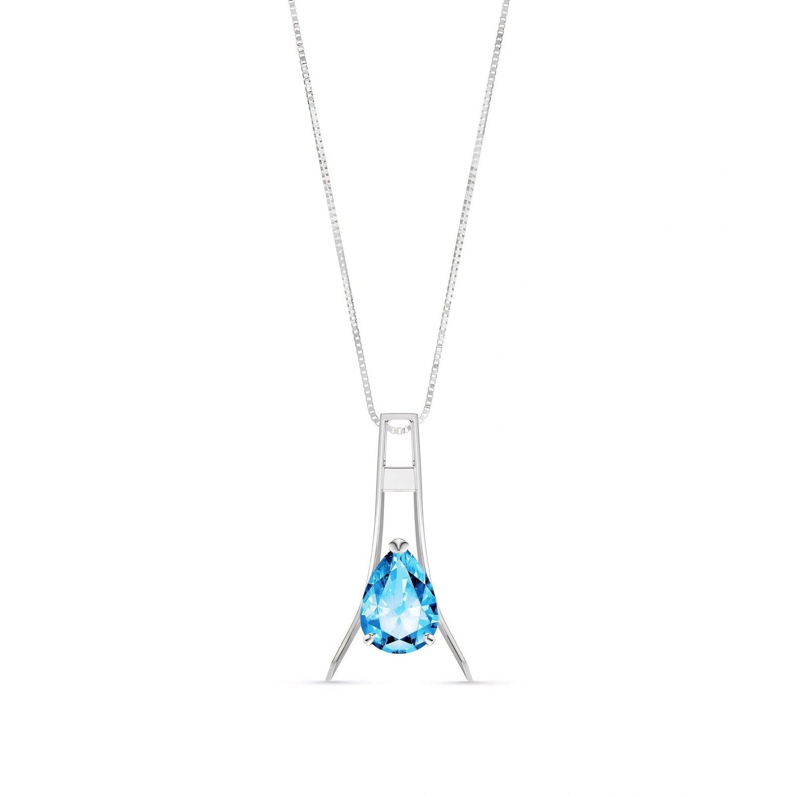 White Gold Necklace Blue Topaz 10K — Evangelina