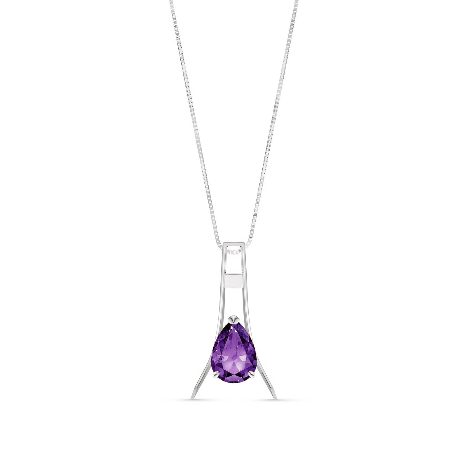 White Gold Necklace Blue Topaz 10K — Evangelina