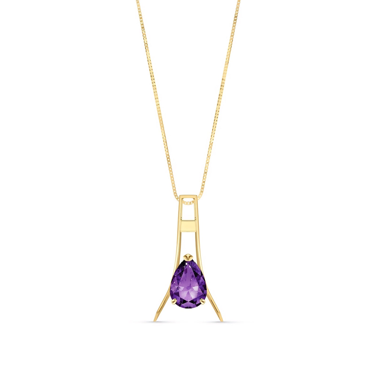 Yellow Gold Necklace Blue Topaz 10K — Evangelina