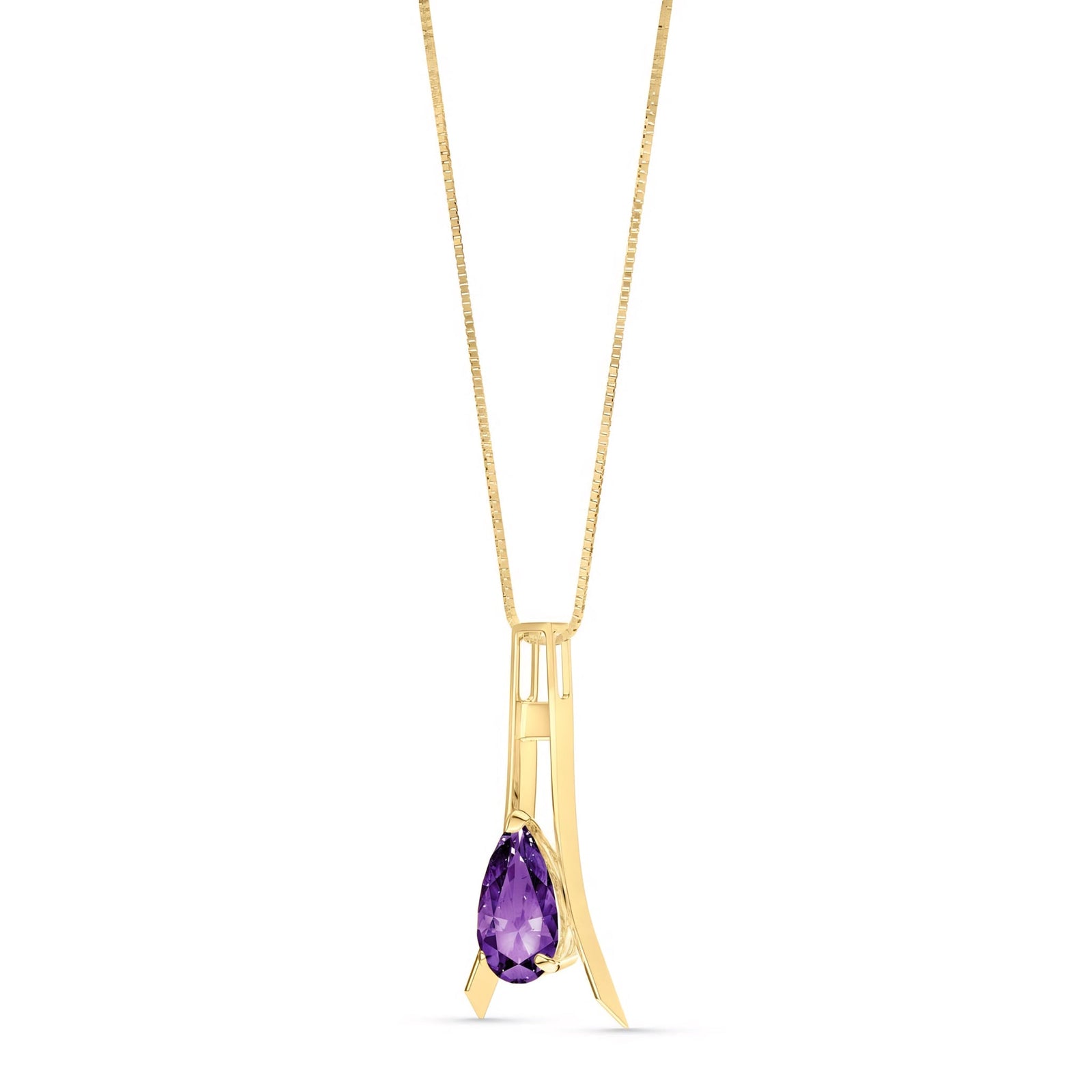 Yellow Gold Necklace Blue Topaz 10K — Evangelina