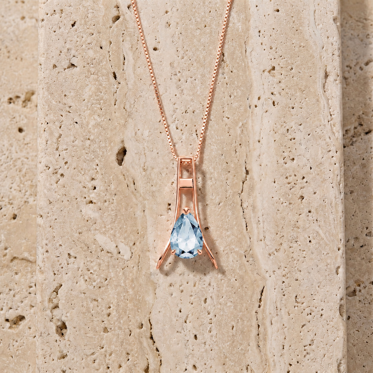 Rose Gold Necklace Pink Topaz 10K — Evangelina
