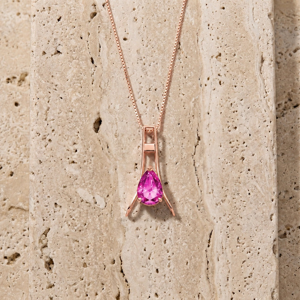Rose Gold Necklace Pink Topaz 10K — Evangelina