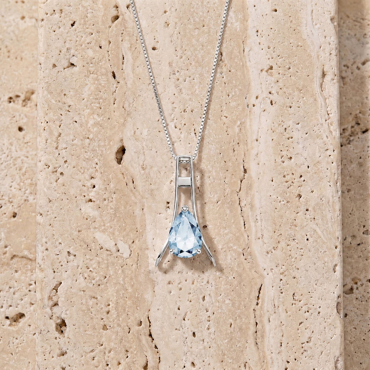White Gold Necklace Pink Topaz 10K — Evangelina