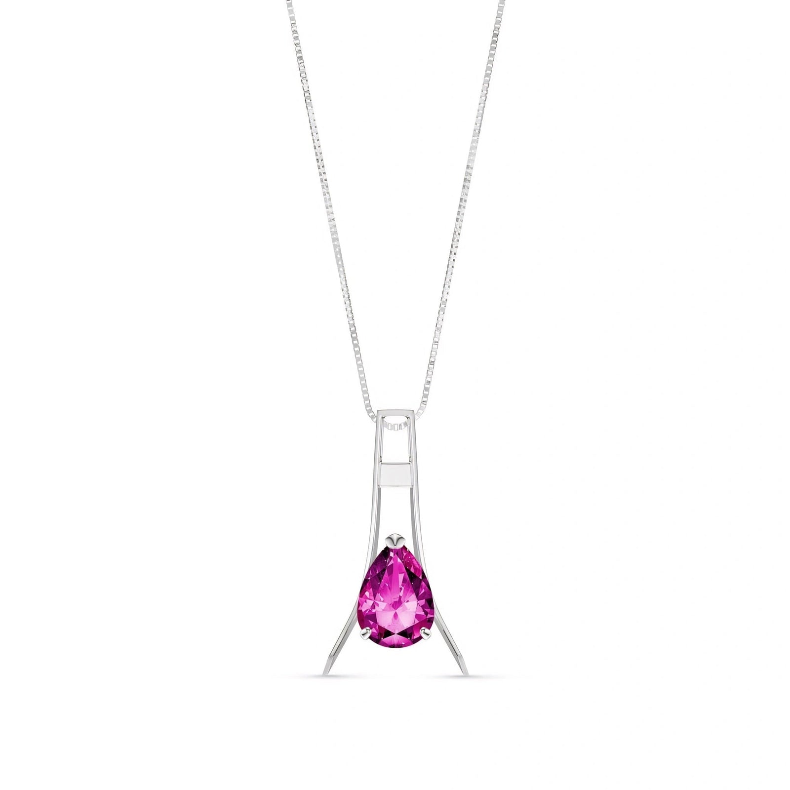 White Gold Necklace Pink Topaz 10K — Evangelina