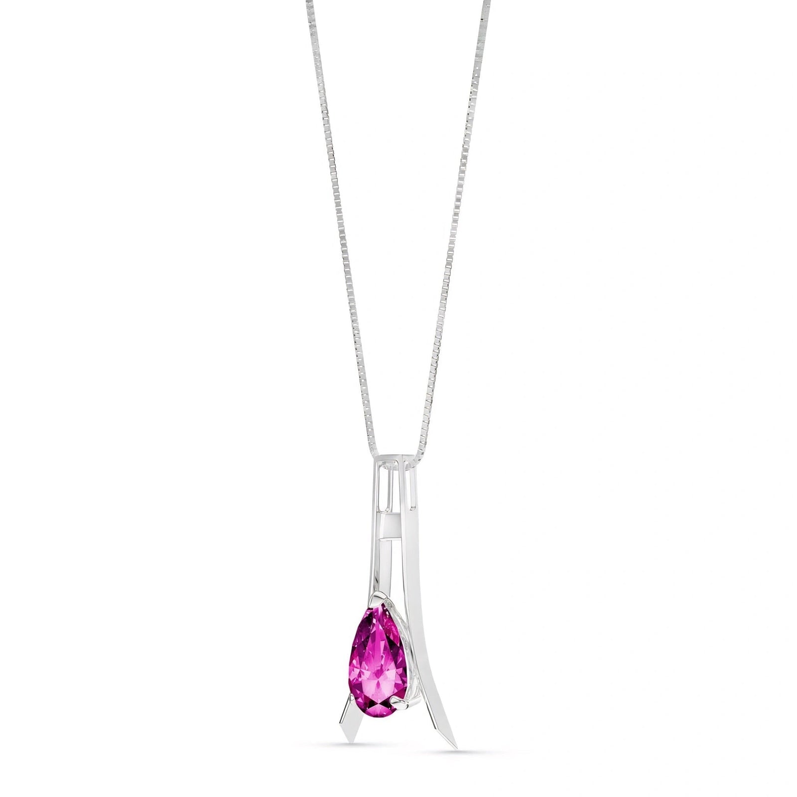 White Gold Necklace Pink Topaz 10K — Evangelina
